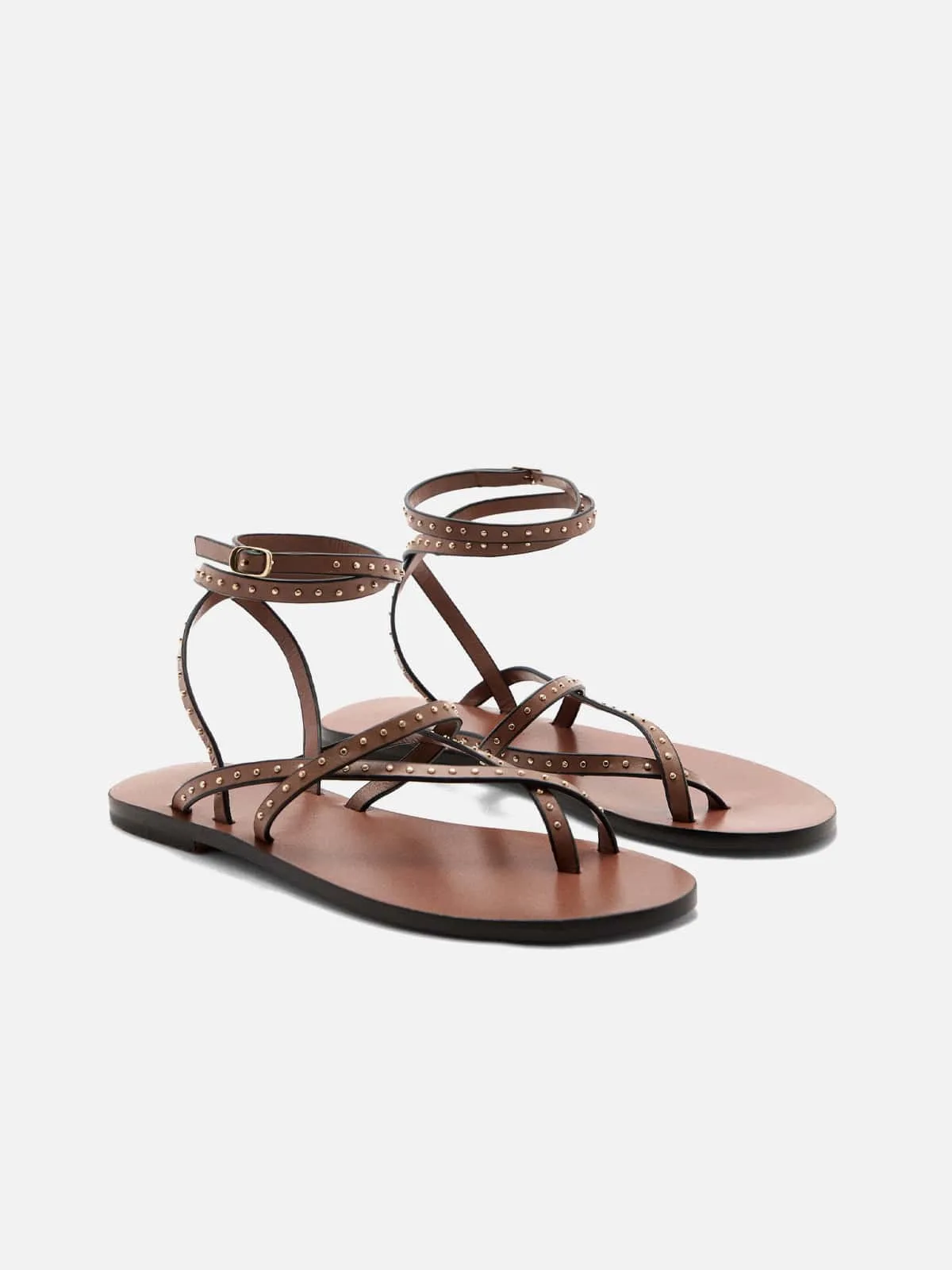 Studded Leather Sandals - الصورة 2